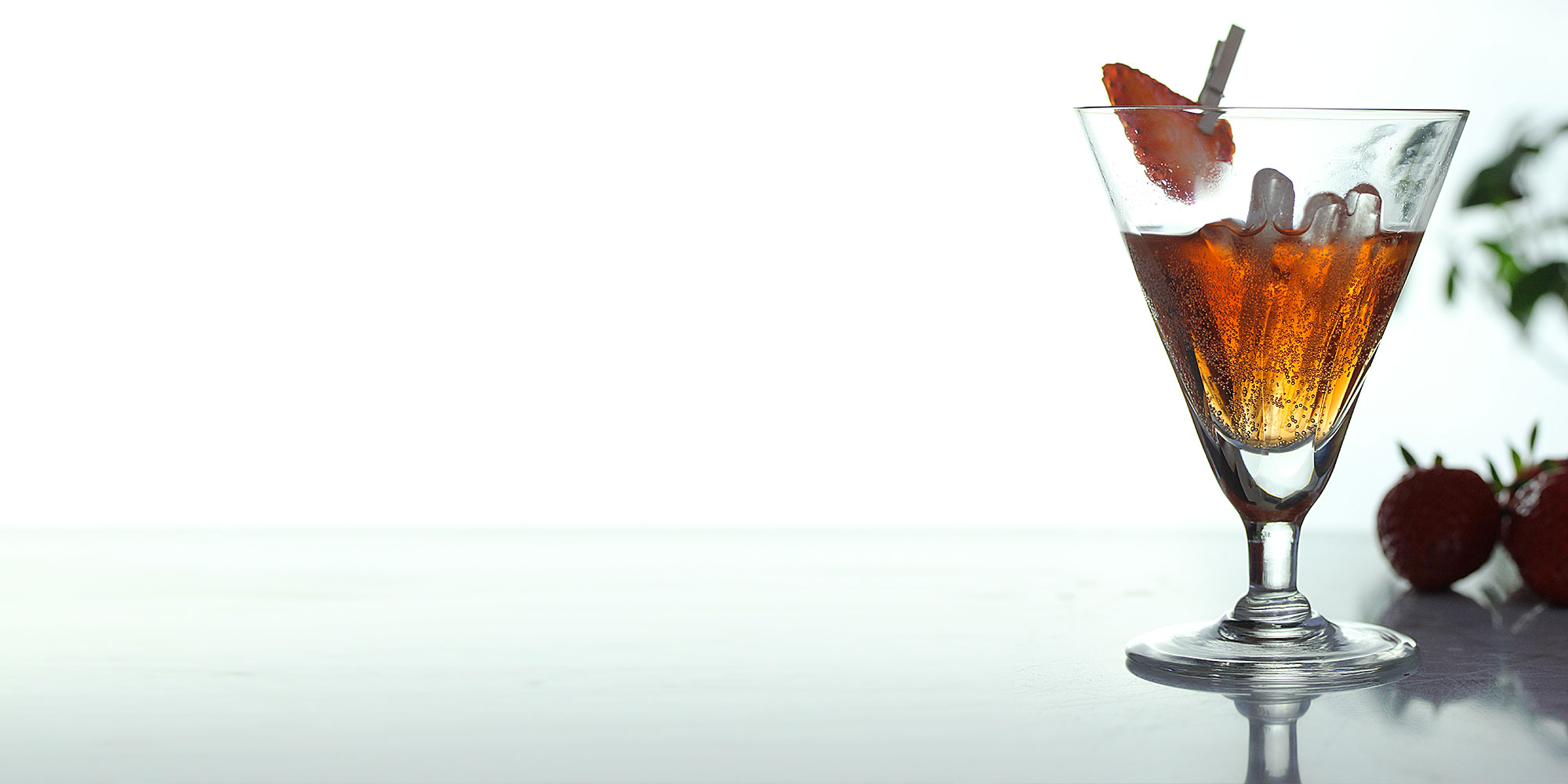 verre de bulles de fraise