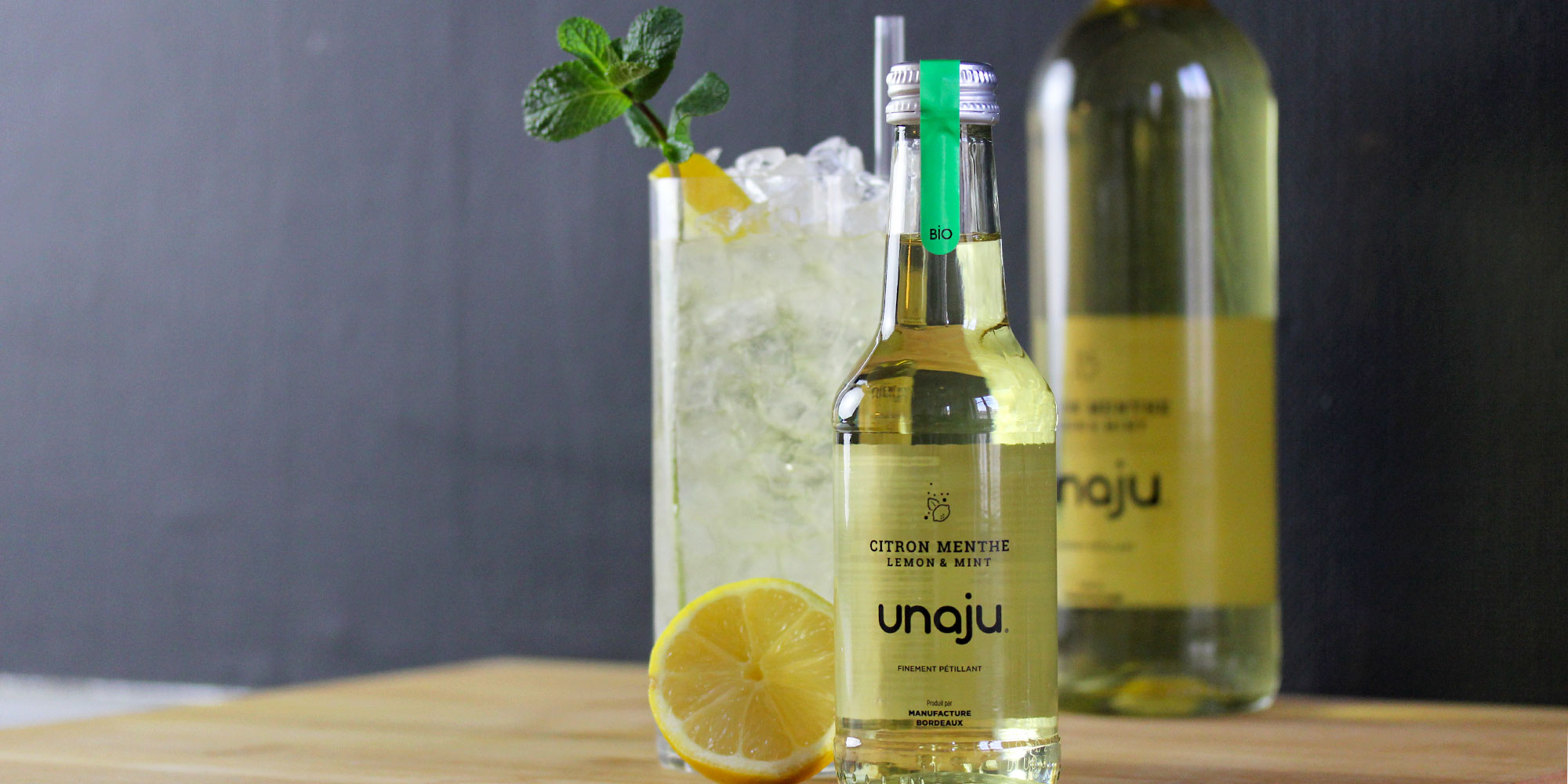 perspective bouteille menthe citron